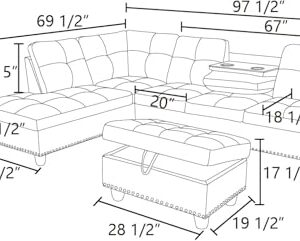 PVWIIK Modular Sectional Sofa Set, Modern L Shaped Sectional Sofa Set with Storage Ottoman & 2 Pillow, 2 Cup Holders, 6 Seat Sofa Couch Set for Living Room, Office, Apartment (Faux Leather, Black)