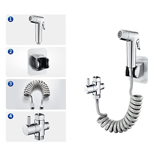 ZLOCYIVHE Bidet Sprayer kit for Toilet Diaper Bidet Toilet Sprayer Toilet Bidet Sprayer Handheld Bathroom Shower Head Hose 3.5M Telescopic Hose Water Divider with Bracket,Chrome