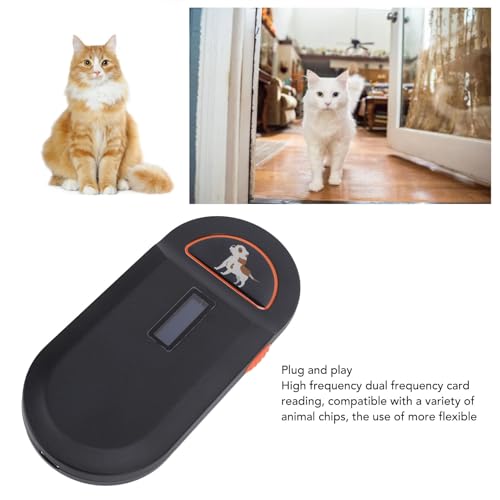 Pet Microchip Reader, Animal Universal Microchip Tag Reader Scanner, 800mah Rechargeable Microchip Scanner, 128 Data Storage (Black)