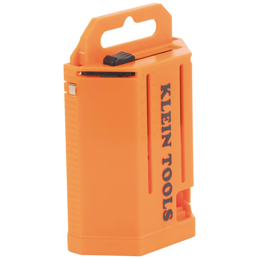 Klein Tools 44127 Utility Knife Blade Dispenser with 50 Precision Ground Replacement Hook Blades for Long-Lasting Sharpness