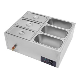 commercial electric food warmer 6-pan buffet countertop steam table 850w stainless steel electric food warmer 110v electric steam table for catering restaurant