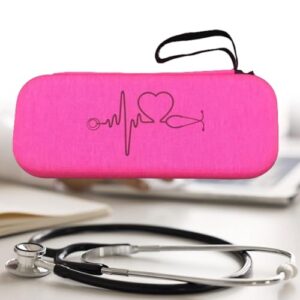 MagiDeal Stethoscope Carrying Case, Storage Bag Travel Case EVA Protective Carry Covers, Lightweight, Stethoscope Carrying Bag, Pink and Black Pattern