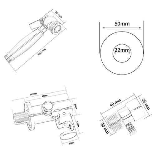 ZLOCYIVHE Hand Shower for Toilet Set Bidet Shower Head for Toilet Cloth Diaper Sprayer Kit Gold Brass with Hose Cold Water Toilet Bidet Sprayer Set,B(A)