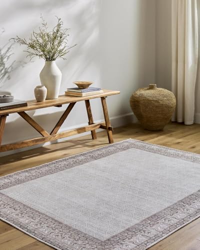 Livabliss x Our PNW Home Rainier Cottage Border Washable Area Rug, 2'7" x 10', Brown/Cream