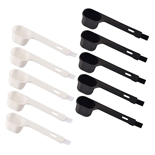 GRIRIW 10pcs Coffee Spoon Cleaning Brush Pp Milk Powder Scoop Coffee Espresso Maker Measuring Teaspoon Recyclable Spoon Tea Scoop Coffee Scoop Condiment Spoons Kitchenware White Nylon