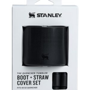 STANLEY Quencher Boot and Straw Cover Cap | Anti-Slip Silicone Protector for 40 oz Tumbler with Handle | Accessory Set for Stainless Steel Drinking Cup | Black