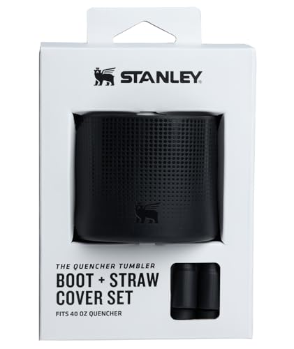 STANLEY Quencher Boot and Straw Cover Cap | Anti-Slip Silicone Protector for 40 oz Tumbler with Handle | Accessory Set for Stainless Steel Drinking Cup | Black