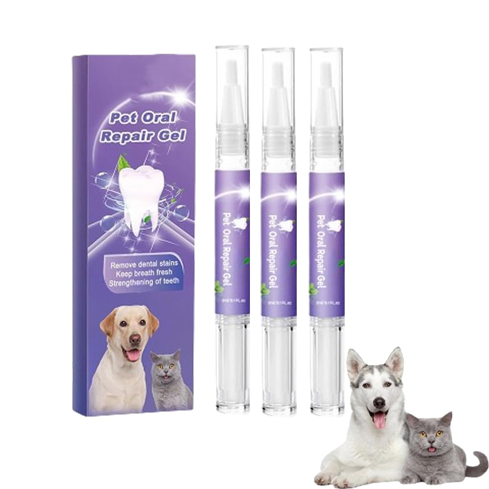 Lettucepets Dog Toothbrush, Pet Oral Repair Gel Pen for Dogs, Lettuce Pets Toothbrush, Lettuce Pets Oral Repair Gel, Dog Teeth Cleaning Brush Pen for Dog Cats Dental Care (3pcs)