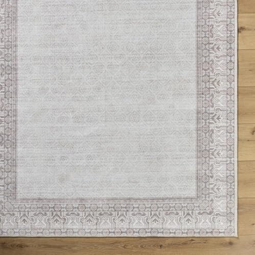 Livabliss x Our PNW Home Rainier Cottage Border Washable Area Rug, 2'7" x 10', Brown/Cream