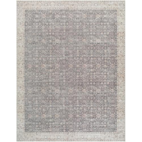 Livabliss x Our PNW Home Spokane Vintage Border Area Rug, 7'9" x 10', Charcoal/Tan