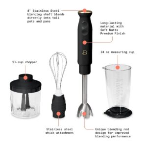 Beautiful 2-Speed Immersion Blender with Chopper & Measuring Cup, Black Sesame by Drew Barrymore