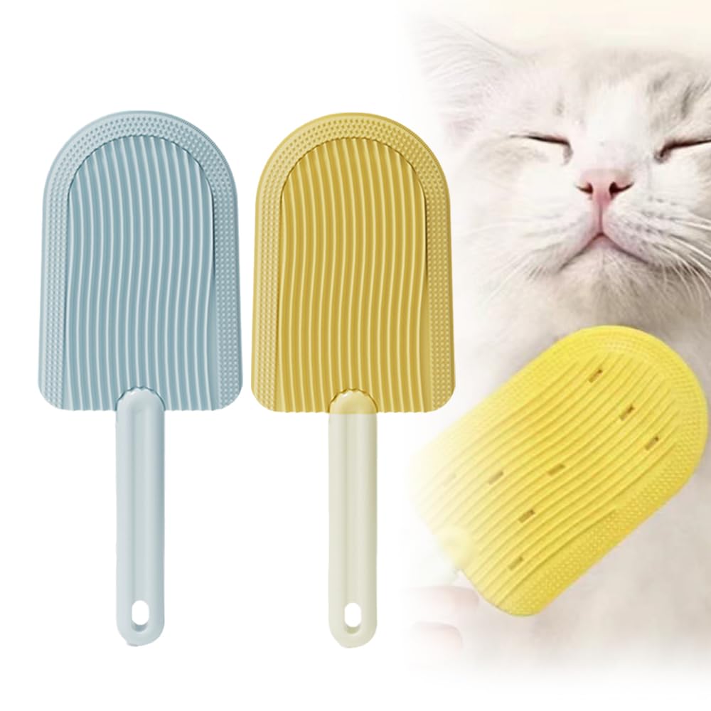 Cat Tongue Comb, 2024 New Cat Grooming Brush for Indoor Cats Shedding Cat Brush for Long Haired Cats, Cute Cartoon Ice Cream Cat Fur Remover Comb for Cats Grooming (B)