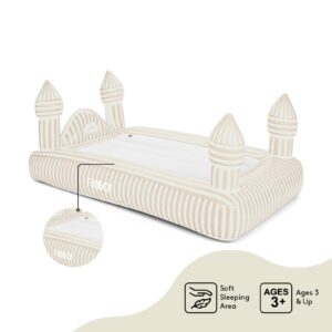 FUNBOY Kids Striped Castle Sleepover Travel Bed & Air Mattress. Perfect for Sleepovers. Includes Carrying Storage Bag, Twin