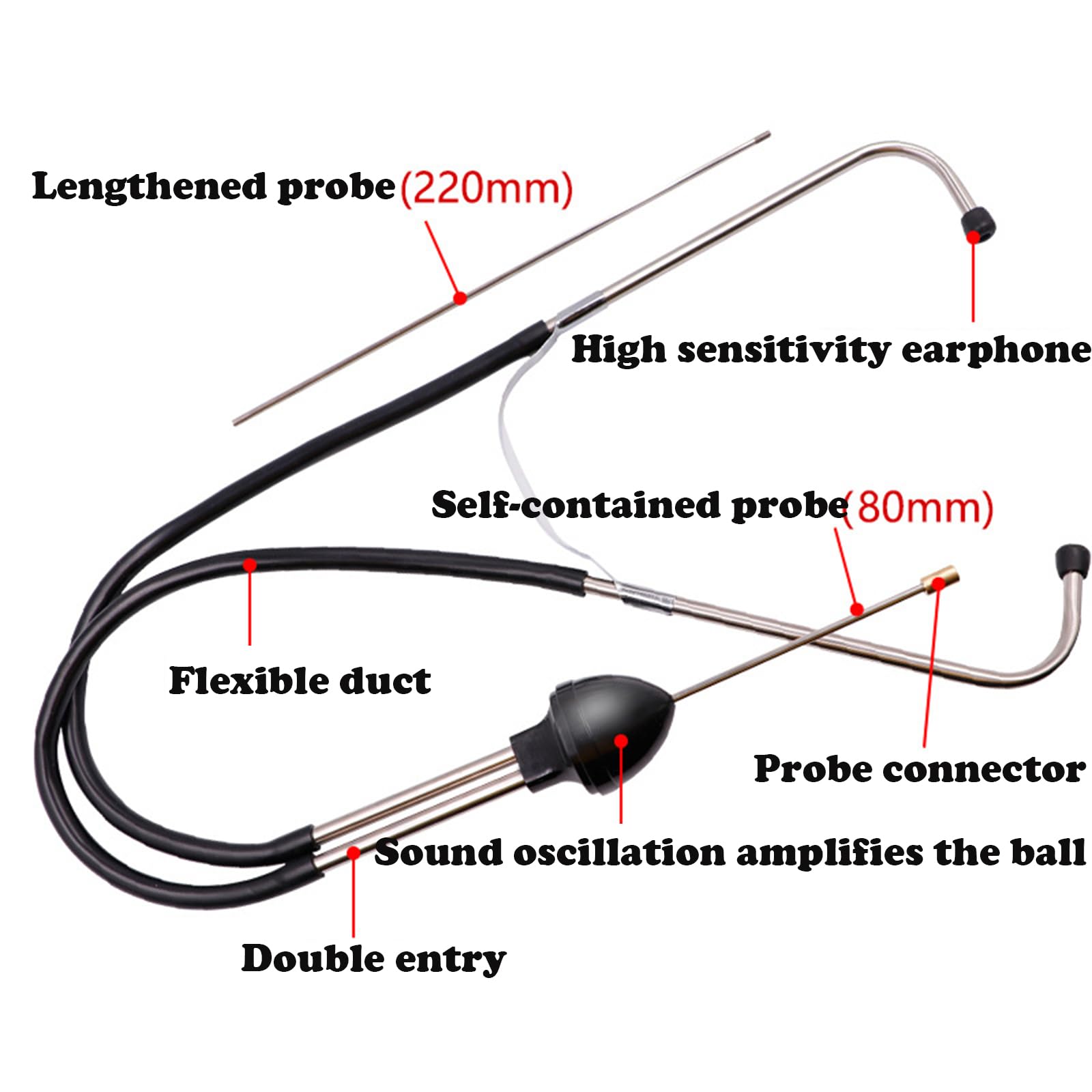 Mechanic's Stethoscope Automotive Engine Diagnostic Sensitive Hearing Tool for Cars, Trucks and Motorcycles Automotive Mechanic Stethoscope Diagnostic Tool