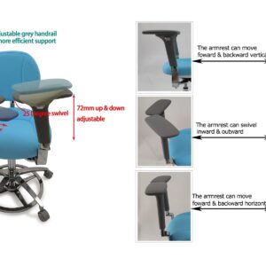 Ergonomic Dental Saddle Assistant Chair Stool with Rotatable 4D Armrest and Back Support for Microscope Operator in Dental Clinics,Luxury Aluminium Foot Operated Base (C10 Grey)