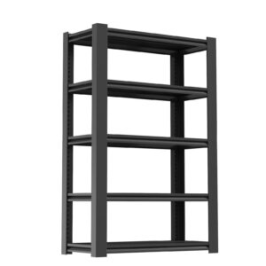 flixelio 72" h garage shelving heavy duty storage shelves, 5 tier adjustable steel storage racks for garage, 2500lbs load metal industrial shelving units, utility shelf rack (72"*35.4"*15.7")