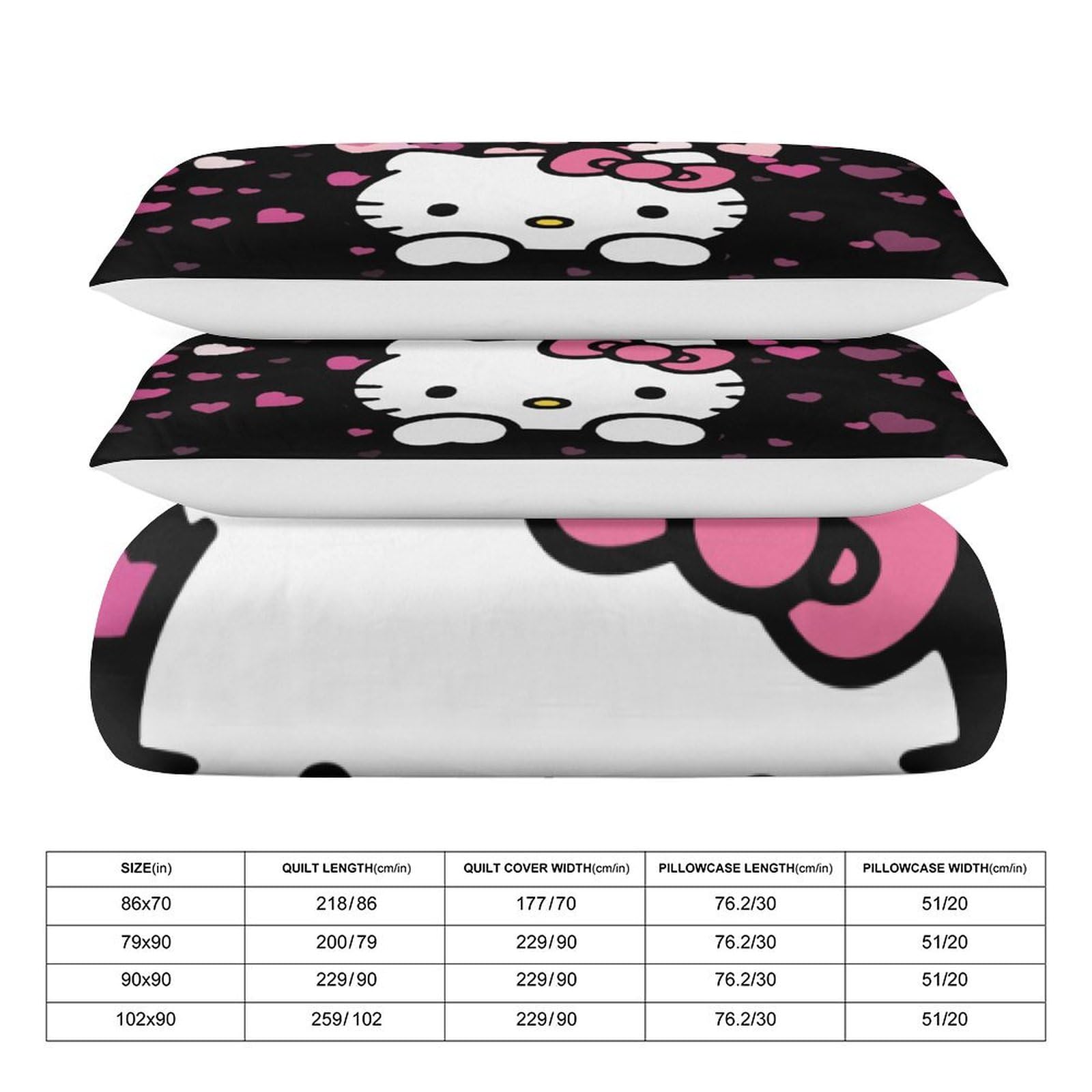 PHKYTRN Cute Cartoon Duvet Cover Set Pink Cat Bedding Set 1 Duvet Cover and 2 Pillowcases 3D Cartoon Printed Comfortable and Ultra Soft Bed Set Room Decor for Bedroom 229x229 cm