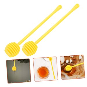 ORFOFE 6pcs Honey Extractor Honey Mixing Stirrer Honey Drizzle Stick Honey Stirring Stick Honey Mixing Sticks Honey Dipper Honeycomb Stick Honey Comb Wand Honey Bee Abs Yellow re-usable