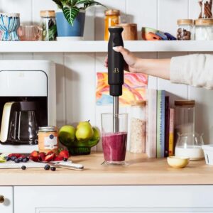 Beautiful 2-Speed Immersion Blender with Chopper & Measuring Cup, Black Sesame by Drew Barrymore