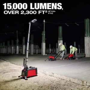 for Milwaukee 15,000 Lumen Compact Rocket Light Kit Temporary LED Work Light, Telescoping Pole, Battery Pack MXF040-1XC MX Fuel Dual Power Packout Compatible