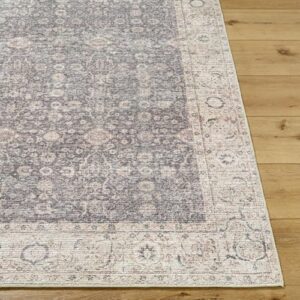 Livabliss x Our PNW Home Spokane Vintage Border Area Rug, 7'9" x 10', Charcoal/Tan