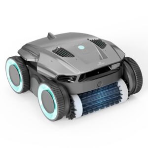 cordless robotic pool cleaner - automatic pool vacuum robot with wall climbing - 120 mins runtime, quad-motor powerful suction, self-parking, for in ground pool up to 1500 sq. ft, black