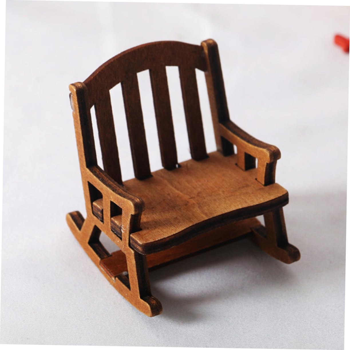 KONTONTY 2pcs Dollhouse Rocking Chair Living Room Chair Dollhouse Model Chairs Dolls Rocking Scene Mini Rocking Chair Fairy Garden Chair Doll House Rocking Chairs Retro Decor Birch Coffee