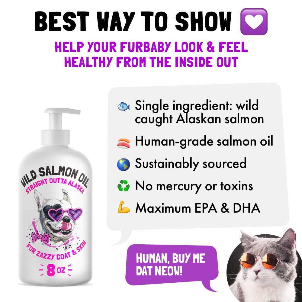 Wild Alaskan Salmon Oil for Dogs & Cats 8 oz and Allergy Relief 120 Chews for Dogs & Immune & Digestive Supplement with Wild Salmon Oil