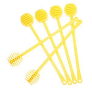 orfofe 6pcs honey extractor honey mixing stirrer honey drizzle stick honey stirring stick honey mixing sticks honey dipper honeycomb stick honey comb wand honey bee abs yellow re-usable