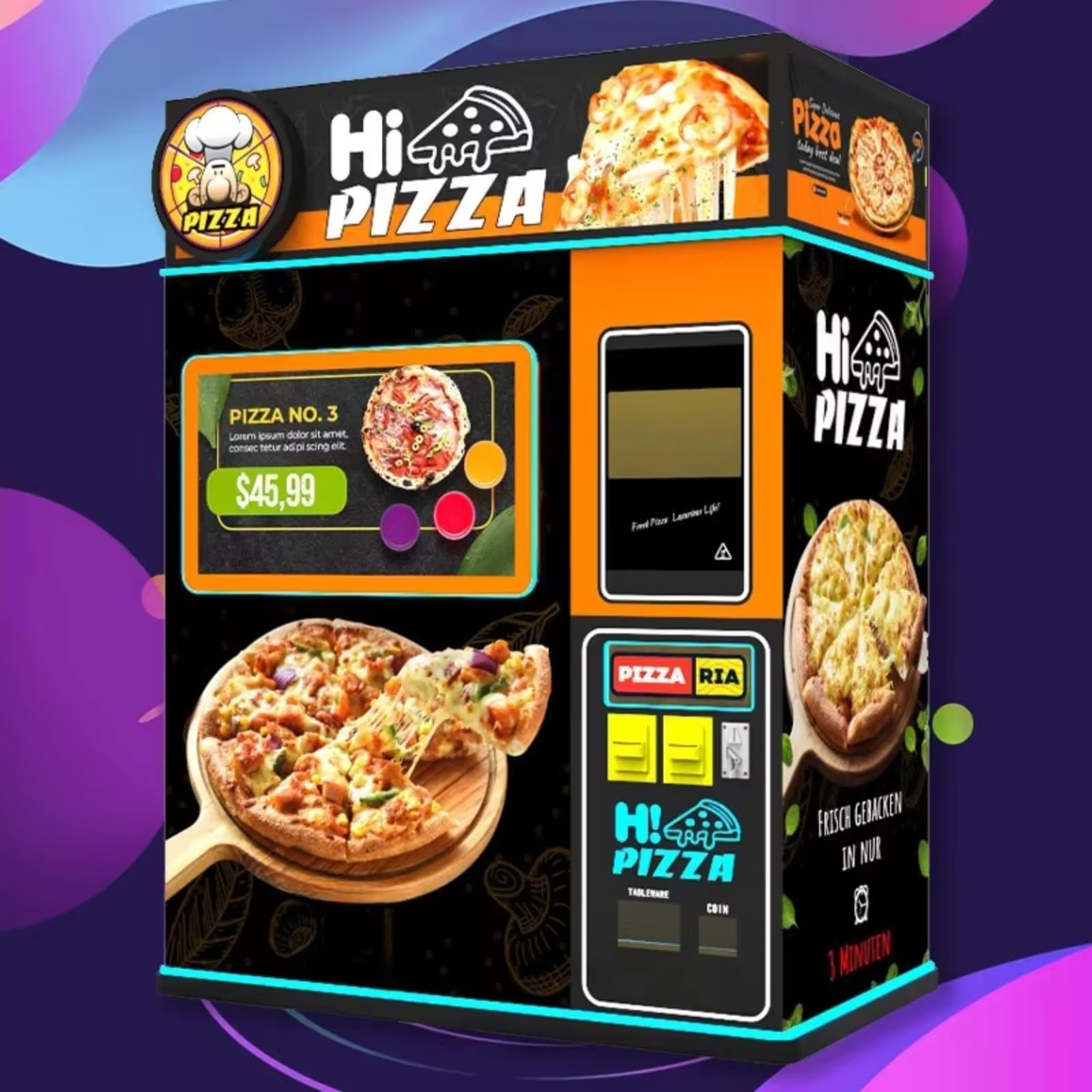 Heated Hot Food Pizza Hamburger Sandwich Vending Machine Automatic with Touch Screen Pizza Maker