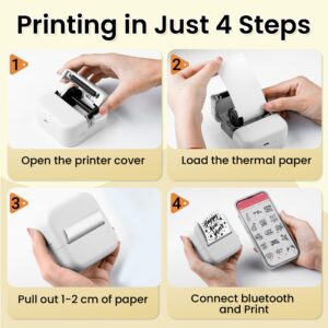 NelkoGlobal Mini Sticker Printer with 3 Rolls of 50mm*3.5m White Self-Adhesive Thermal Printer Paper (Image Duration: 10 Years)