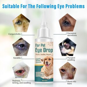 Dog Eye Drops, Natural Eye Wash Eye Rinse for Dogs Relief Dry Eyes/Pink Eye & Tear Stains, Soothe Eye Allergies Problems