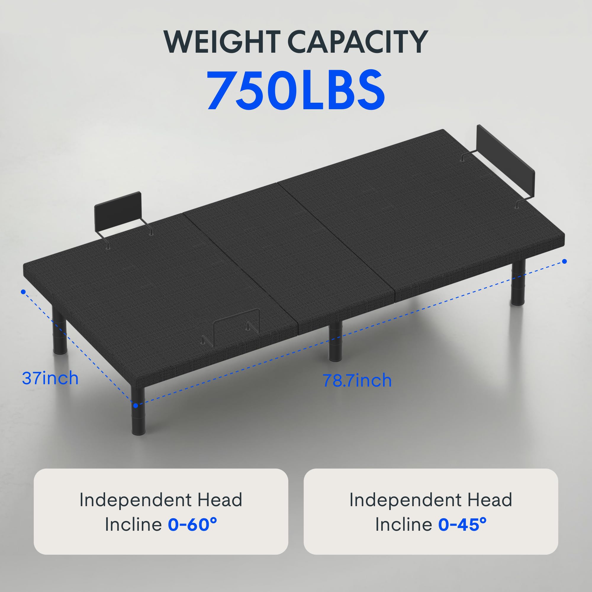 FLEXISPOT Adjustable Bed Frame Base Twin XL, Massage, Zero Clearance, Quick Assembly, Under-Bed Lights,Whisper Quiet Durable Motor, Zero Gravity, Mattress Holder, Anti-Snore, Wireless Remote.