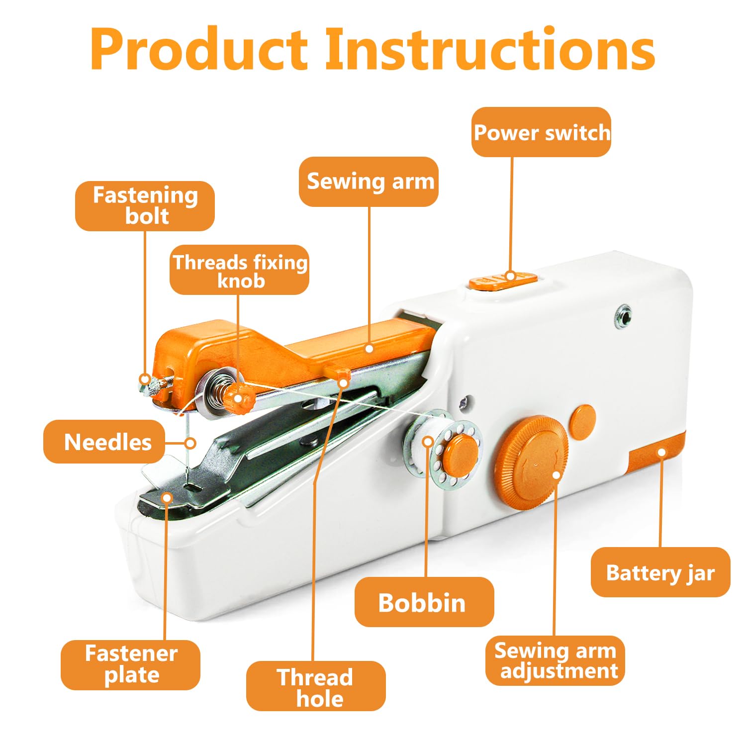 Handheld Sewing Machine, Portable Sewing Machine for Beginners, Battery Operated Mini Sewing Machines Small Sewing Device for Quick Stitching, Home Travel DIY