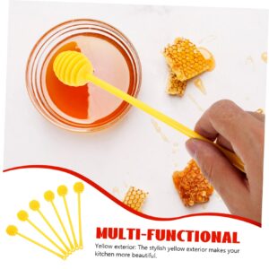 ORFOFE 6pcs Honey Extractor Honey Mixing Stirrer Honey Drizzle Stick Honey Stirring Stick Honey Mixing Sticks Honey Dipper Honeycomb Stick Honey Comb Wand Honey Bee Abs Yellow re-usable