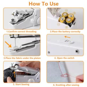 Handheld Sewing Machine, Portable Sewing Machine for Beginners, Battery Operated Mini Sewing Machines Small Sewing Device for Quick Stitching, Home Travel DIY