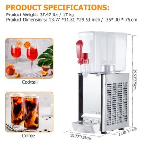 Towallmark Commercial Beverage Dispenser - 2.64 Gallon (10L) Juice Dispenser with 1 Tank, 180W Stainless Steel Iced Tea Drink Dispenser Featuring Food Grade Materials and Thermostat Controller