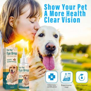 Dog Eye Drops, Natural Eye Wash Eye Rinse for Dogs Relief Dry Eyes/Pink Eye & Tear Stains, Soothe Eye Allergies Problems