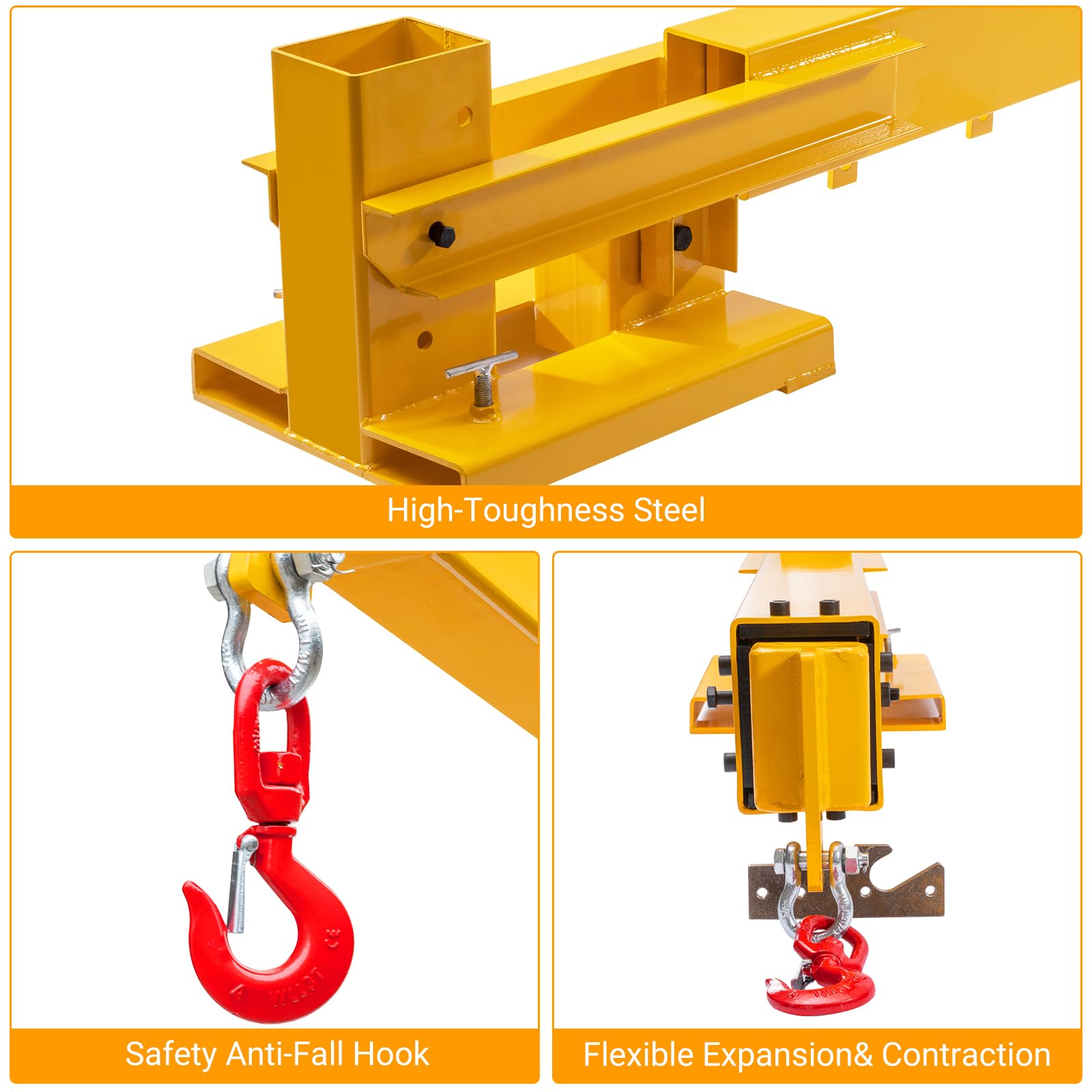 Towallmark 6000 lbs/3 Ton Adjustable Forklift Mobile Crane, Telescoping Design (83" - 149") for Warehouses, Factories, and Construction Sites