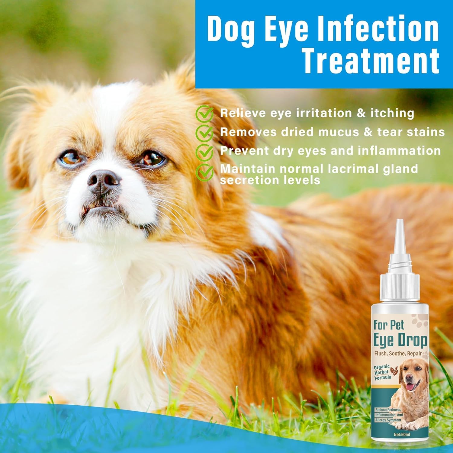 Dog Eye Drops, Natural Eye Wash Eye Rinse for Dogs Relief Dry Eyes/Pink Eye & Tear Stains, Soothe Eye Allergies Problems