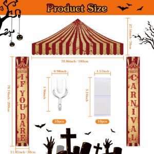 Patelai Halloween Carnival Circus Party Decorations Scary Circus Halloween Door Cover Decoration Carnival Theme Porch Banner Creepy Carnival Tent for Festival Wall Hanging Yard Sign(Carnival)