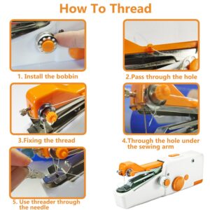 Handheld Sewing Machine, Portable Sewing Machine for Beginners, Battery Operated Mini Sewing Machines Small Sewing Device for Quick Stitching, Home Travel DIY