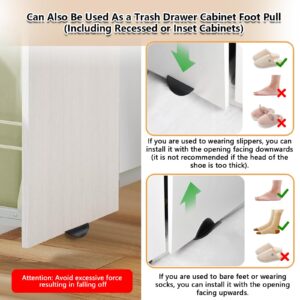 Tryly 2 Pcs Trash Cabinet Foot Pull for Trash Drawer, Metal Cabinet Foot Pull, Plastic Adhesive Cabinet Handle, Cabinet Trash Can Pull Out Kit, Handless Handle for Full Overlay Cabinet Door (2)