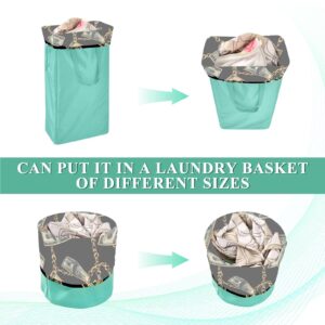 Money Dollar Bills Large Mesh Laundry Bag, Dirty Clothes Organizer with Drawstring Closure Laundry Hamper 24" x 35"