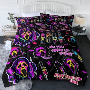 blessliving 3pcs ghost face comforter set twin size for boys girls teen bed set halloween christmas bedroom decor soft warm lightweight design bedding set include 1 comforter and 2 pillow shams