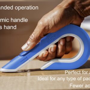 Slice Box Cutter | Manual Retracting | Heavy Duty Utility Knife | Safe Ceramic Blade Lasting 11x Longer than Metal | 1 Pack | Sky