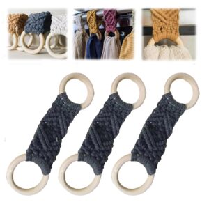 zanwanxin macrame kitchen towel holder, macrame towel holder ring, handmade macrame dish towel holder decoration, for kitchen/bathroom (3pcs-grey)