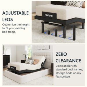 FLEXISPOT Adjustable Bed Frame Base Twin XL, Massage, Zero Clearance, Quick Assembly, Under-Bed Lights,Whisper Quiet Durable Motor, Zero Gravity, Mattress Holder, Anti-Snore, Wireless Remote.