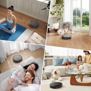 Robot Vacuum Cleaner,2500Pa Powerful Suction Robot Vacuums with Self-Charging,150Mins,Tangle-Free Robotic Vacuums Cleaner, Low Noise, Ideal for Hard Floor, Low-Pile Carpets & Pet Hair