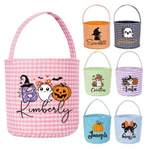 fasinheaco personalized halloween basket - monogrammed with name,pumpkin,custom trick or treat bucket,halloween gifts basket,candy bags for halloween party favor